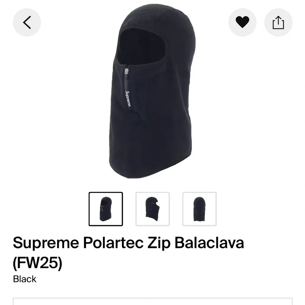 Supreme zip up balaclava